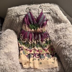 Pura Vida Purple and Green Mini Dress